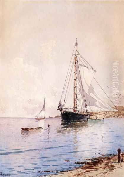 Drying the Main at Anchor Oil Painting by Alfred Thompson Bricher