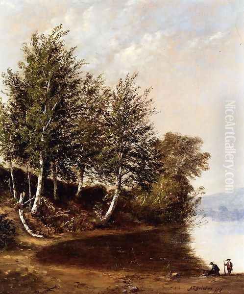 Figures in a Landscape Oil Painting by Alfred Thompson Bricher