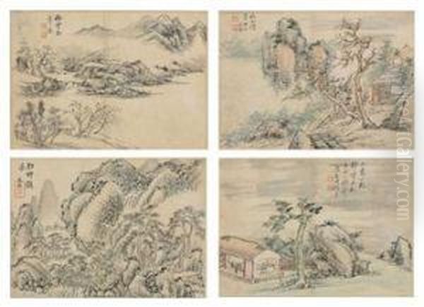 Landscapes After Old Masters Oil Painting by Wang Yuanzhao