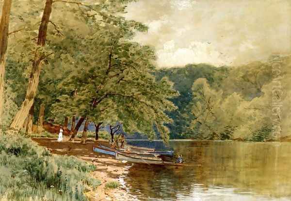 Rowboats for Hire Oil Painting by Alfred Thompson Bricher