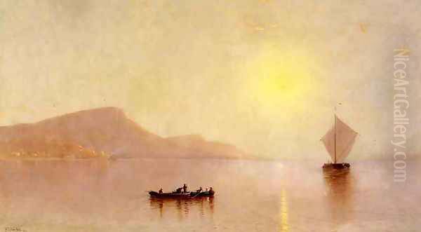 Sunset over the Palisades on the Hudson Oil Painting by Alfred Thompson Bricher