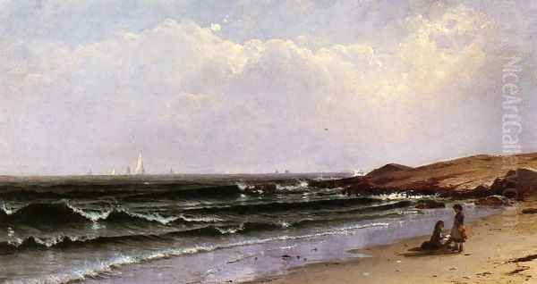 Children at the Seashore Oil Painting by Alfred Thompson Bricher