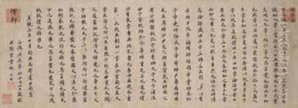 Treatise On [education ? ] In Small Standard Scriptcalligraphy Oil Painting by Zhu Yunming