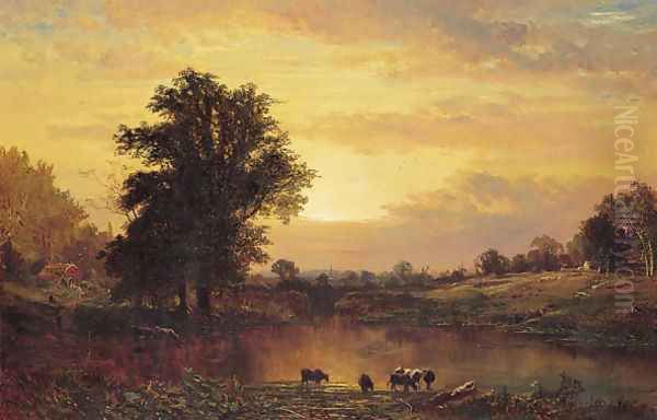 Sunset in the Catskills Oil Painting by Alfred Thompson Bricher