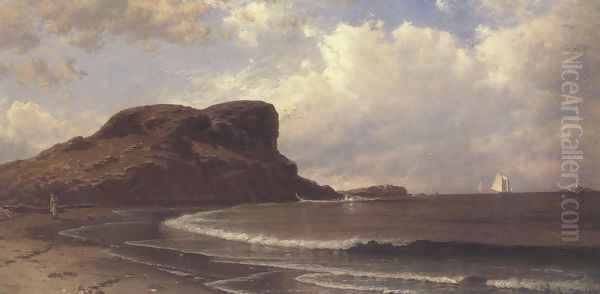 Castle Rock Ahant Massachusets 1877 Oil Painting by Alfred Thompson Bricher