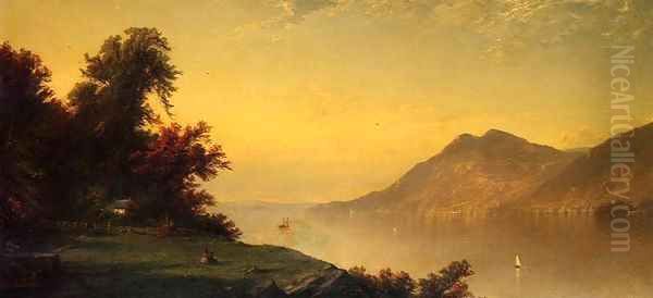 Hudson River at West Point 1864 Oil Painting by Alfred Thompson Bricher