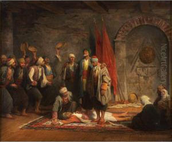 A Sufi Ritual Oil Painting by Adolphe Yvon