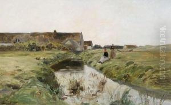 Paysannes Dans La Baie De Somme Oil Painting by Edmond Yvon