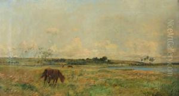 Cheval Au Paturage A Longpres Oil Painting by Edmond Yvon