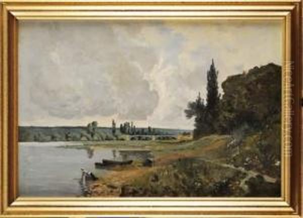 Lavandiere En Bord De Riviere Oil Painting by Edmond Yvon