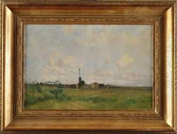 Paysage Aux Deux Peupliers Oil Painting by Edmond Yvon