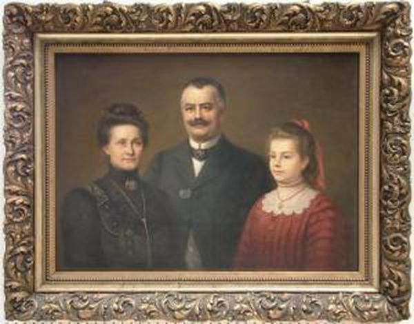 Familiendarstellung. Oil Painting by Gustav Zaak