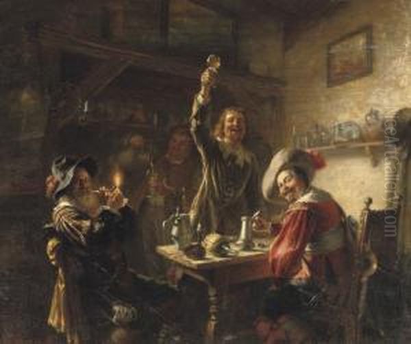 Bringing Out A Toast Oil Painting by Gustav Zaak