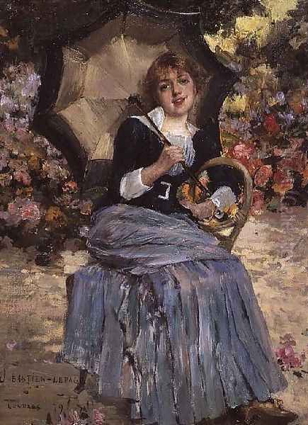 Girl with a sunshade 1879 Oil Painting by Jules Bastien-Lepage