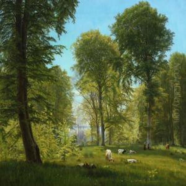 In The Forest At Summertime Oil Painting by Christian Zacho