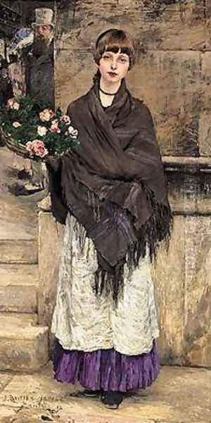 Flower-seller in London Oil Painting by Jules Bastien-Lepage