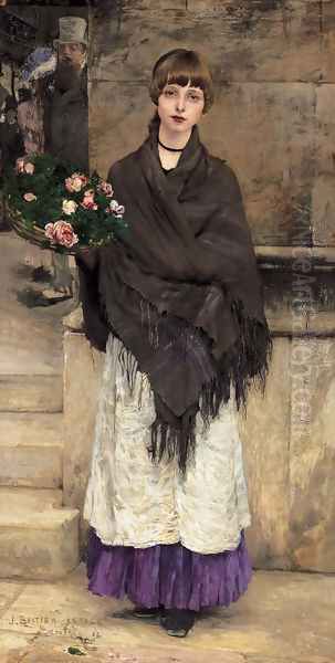 Lepage Marchande De Fleurs A Londres 1882 Oil Painting by Jules Bastien-Lepage