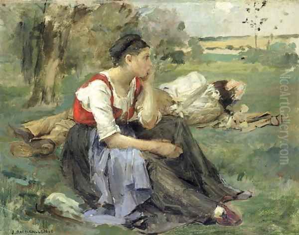 Resting Peasants 1877 Oil Painting by Jules Bastien-Lepage