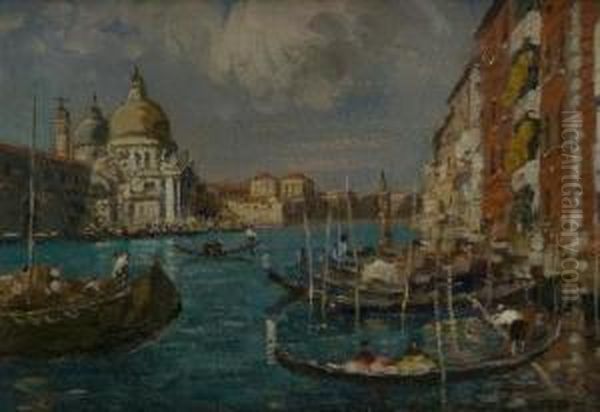 Venezia, Gondole Nel Canal Grande Oil Painting by Erma Zago