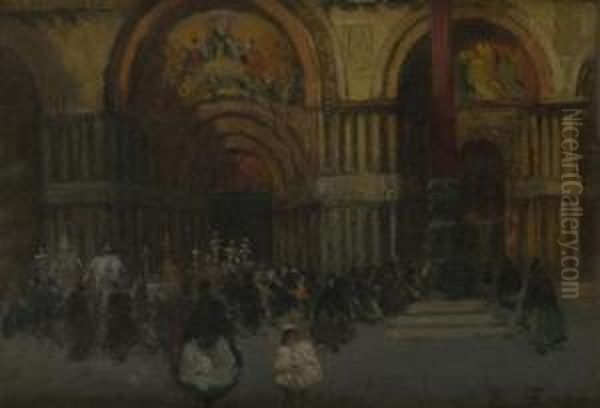 Venezia, Processione Davanti Alla Basilica Di San Marco Oil Painting by Erma Zago