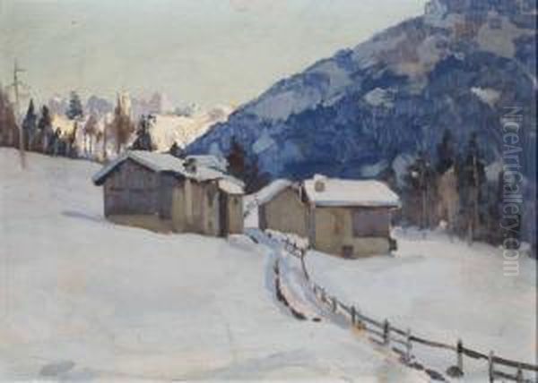 Nevicata Oil Painting by Luigi Zago