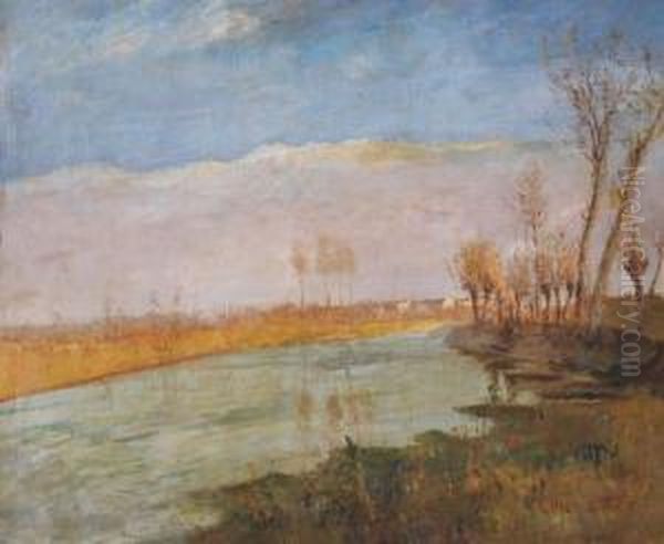 Paesaggio Sul Fiume Oil Painting by Luigi Zago