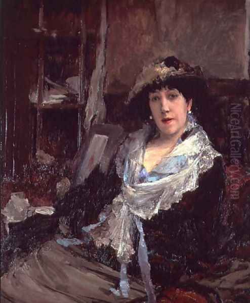 Portrait of Madame Jeanne Samary Oil Painting by Jules Bastien-Lepage