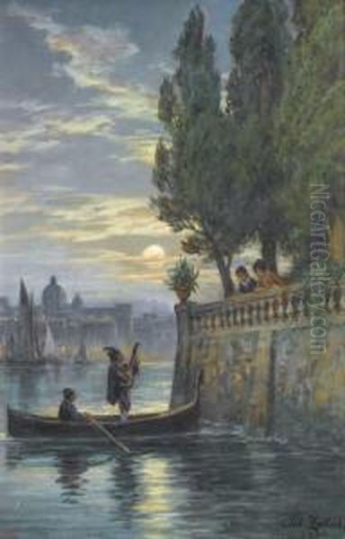 Nachtliches Liebeslied In Venedig Oil Painting by Johann Zahnd