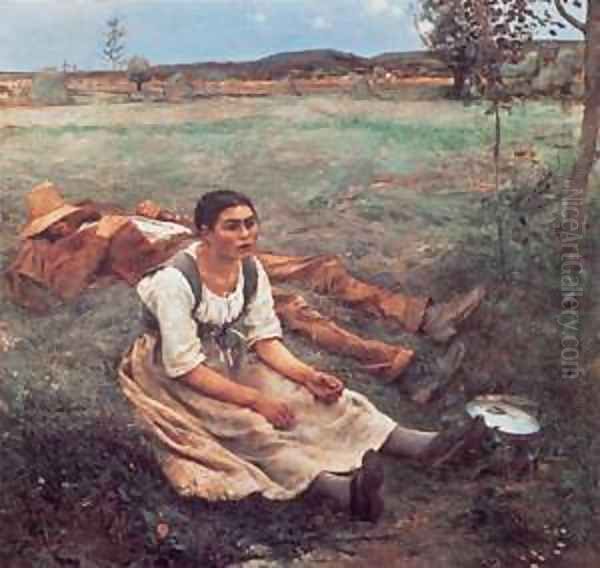 Les Foins Oil Painting by Jules Bastien-Lepage