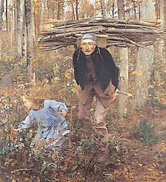 The Wood Gatherer Oil Painting by Jules Bastien-Lepage