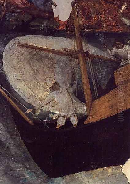 A Boat against a Reef from the Altarpiece of St. Bernard of Clairvaux Oil Painting by Ferrer Bassa