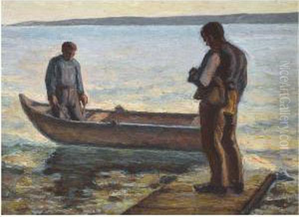 Two Fishermen Oil Painting by Emmanuel Zairis