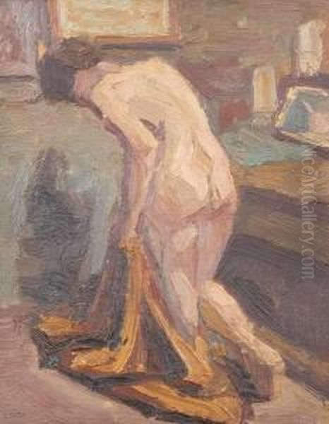 Nude Model In The Studio Oil Painting by Emmanuel Zairis