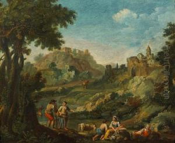 A Pastoral Scene With A Castle In Thedistance Oil Painting by Giuseppe Zais