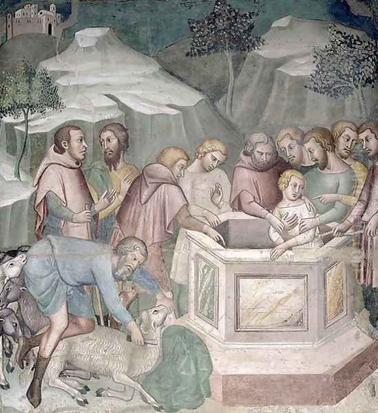 Joseph Thrown in a Well by his Brothers 1356-67 Oil Painting by Manfredi de Battilor Bartolo Di Fredi Fredi