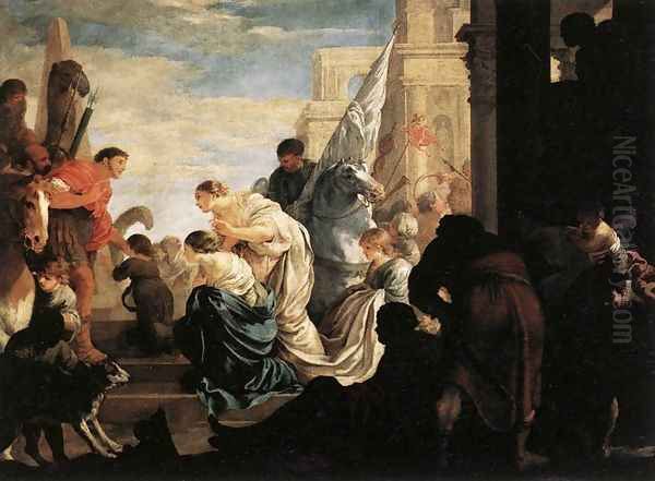 A Scene from Roman History c. 1645 Oil Painting by Sebastien Bourdon