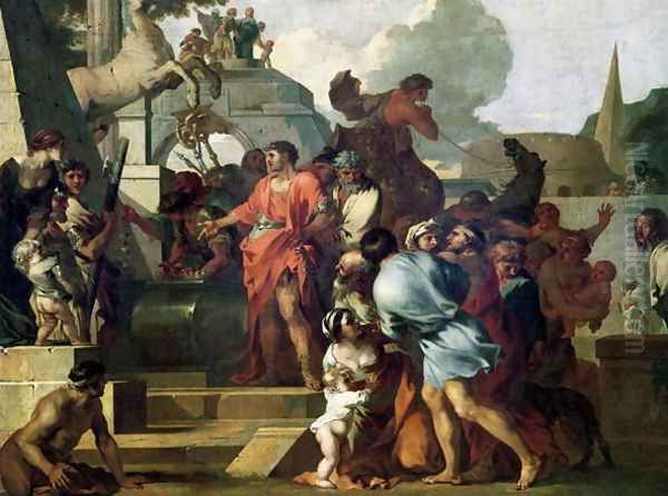 Augustus before the Tomb of Alexander III he Great Oil Painting by Sebastien Bourdon