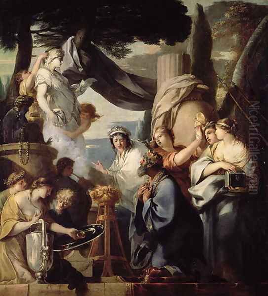 Solomon making a sacrifice to the idols Oil Painting by Sebastien Bourdon