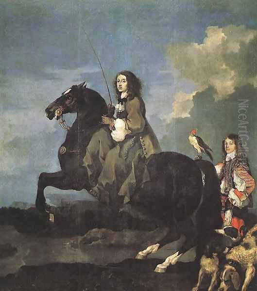 Queen Christina of Sweden on Horseback, 1653 Oil Painting by Sebastien Bourdon