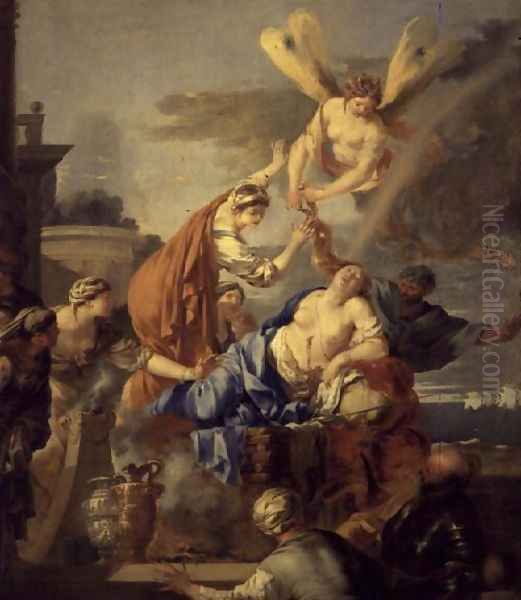 The Death of Dido, late 1630s Oil Painting by Sebastien Bourdon