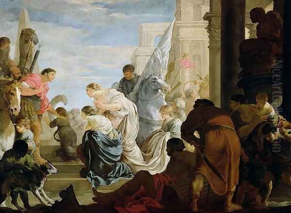 The Meeting of Anthony and Cleopatra, c.1645 Oil Painting by Sebastien Bourdon