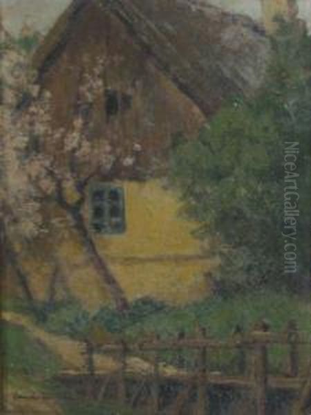 Apple Tree In Blossom Oil Painting by Dall Zamphiropol