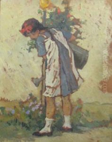 Little Gardner Oil Painting by Dall Zamphiropol