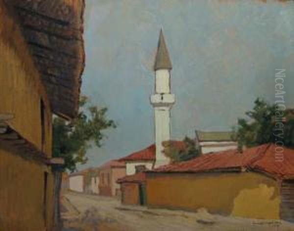 Strada In Bazargic Oil Painting by Gheorghe Zamphiropol Dall