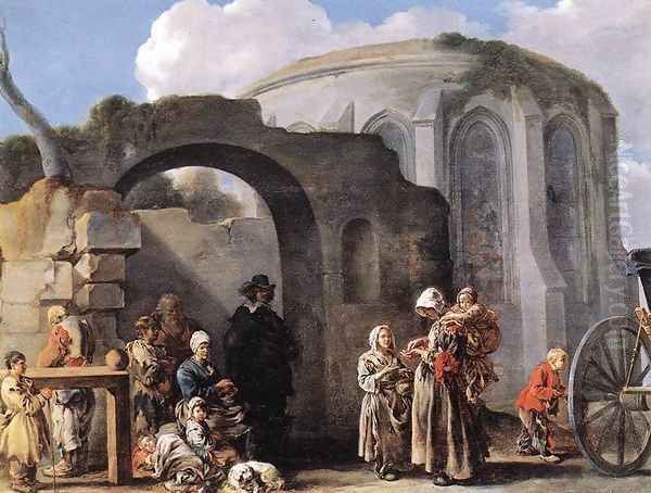 The Beggars 1635-40 Oil Painting by Sebastien Bourdon