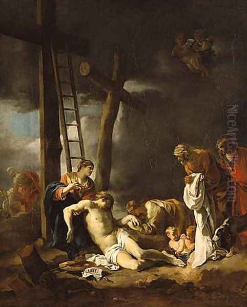 The Deposition from the Cross 1640-43 Oil Painting by Sebastien Bourdon