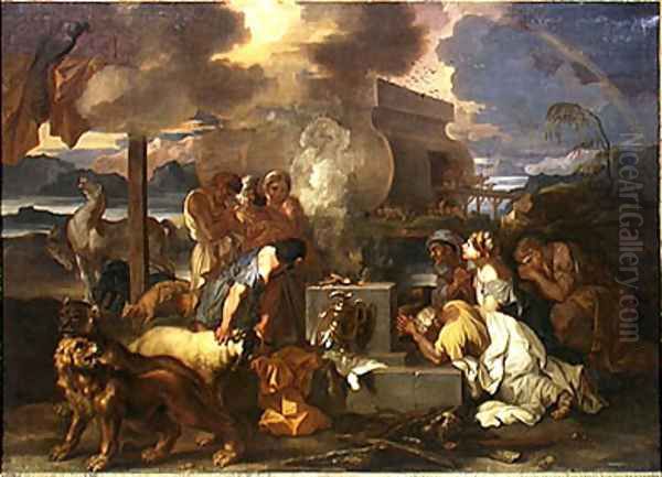 The Sacrifice of Noah, c.1640 Oil Painting by Sebastien Bourdon