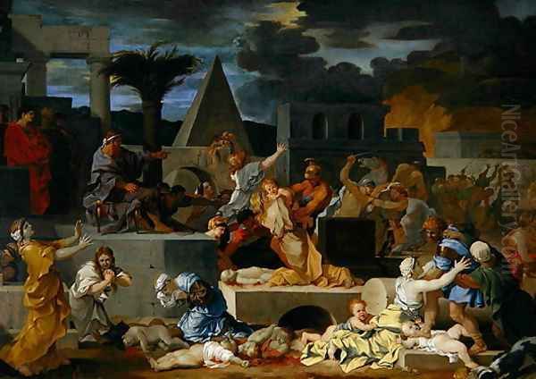 The Massacre of the Innocents Oil Painting by Sebastien Bourdon