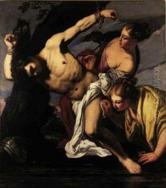 Saint Sebastien Soigne Par Sainte Irene Oil Painting by Antonio Zanchi