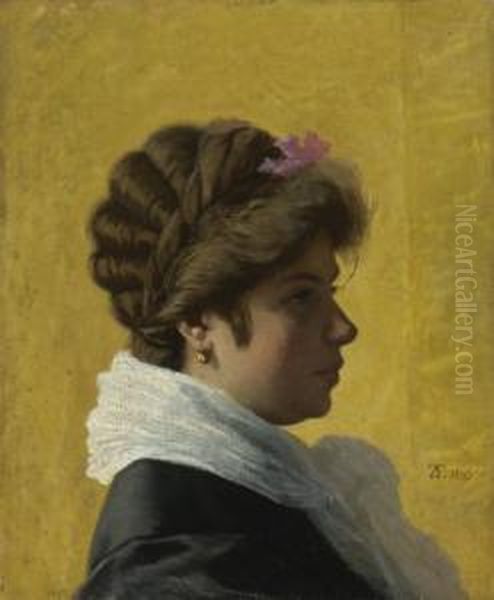 Portrait Of A Lady Oil Painting by Federigo Zandomeneghi